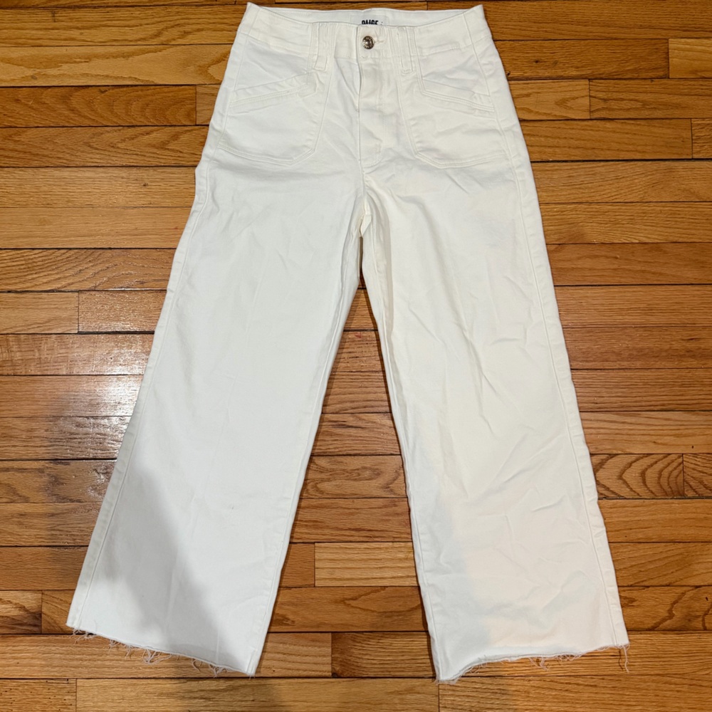 New PAIGE ANESSA ankle wide leg high rise SZ 24 tonal ecru - Picture 4 of 5